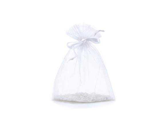 Bolsa de organza blanca nieves 12x16 cm con lazo