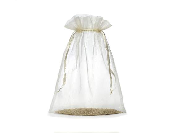 Bolsa de organza color crudo 30x40 cm con cordón