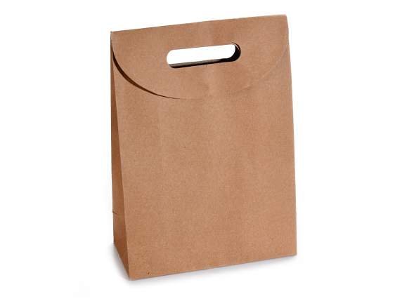 Bolsa mediana de papel natural con cierre de velcro y asa