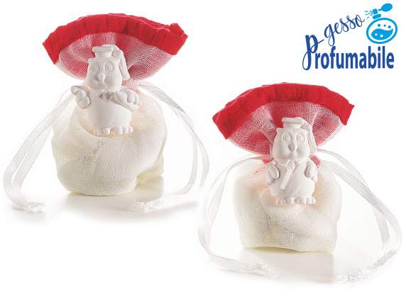 Bolsa de tela con búho en yeso y tirante