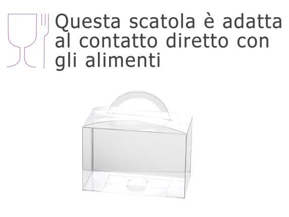 Caja rectangular con asa en PET - uso alimentario