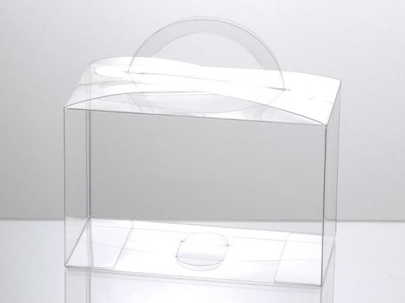 Caja rectangular de PET con asa - grado alimenticio