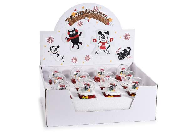 Bola de nieve con animales navideños sobre base de resina