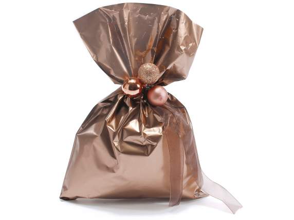 Metallic gift  bag brown color cm 20x30 H