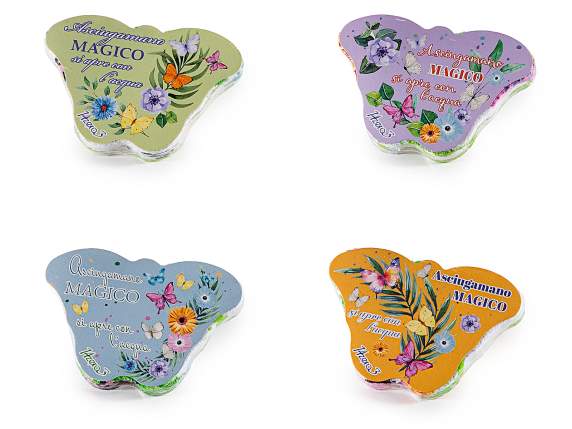 Mini toalla mágica algodón estampado de mariposas y flores