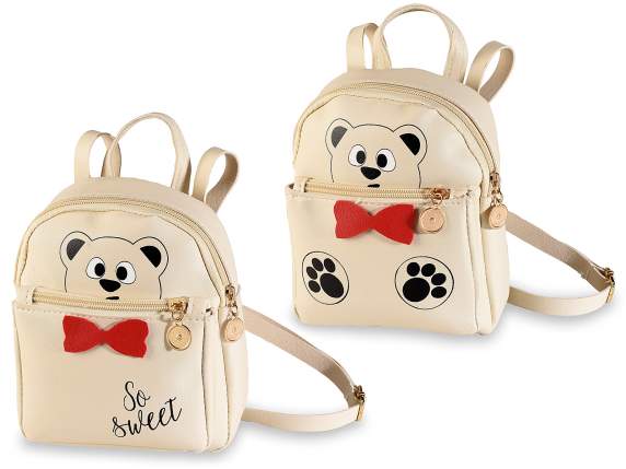 Mochila efecto piel con estampado de ositos y lazo 10.03.49 Art From Italy