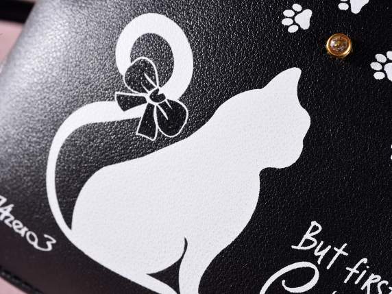 Rucksack aus Kunstleder mit Pretty Cat-Dekorationen
