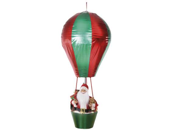 Montgolfière de 1,50 m avec Père Noël, cadeaux, lumières LED