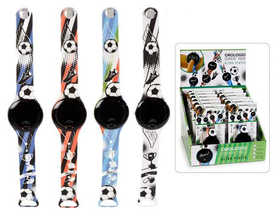 Montre numérique étanche en silicone thème football