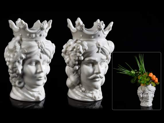 Moor's heads  vase in white porcelain