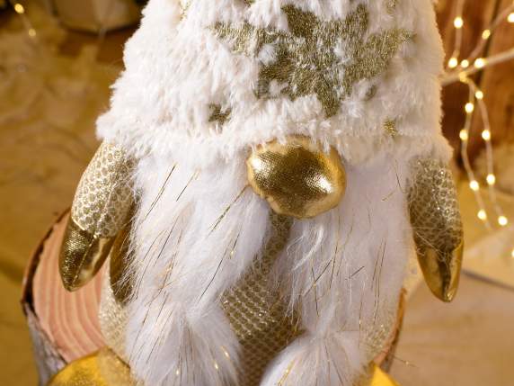 Père Noël et Mère Noël en tissu doré et fourrure écologique
