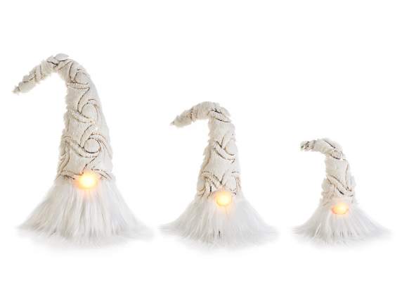 Lot 3 Pères Noël en tissu,nez lumineux et bonnet à modeler