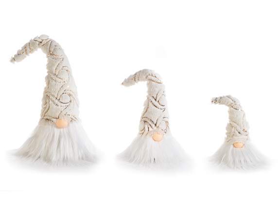 Lot 3 Pères Noël en tissu,nez lumineux et bonnet à modeler