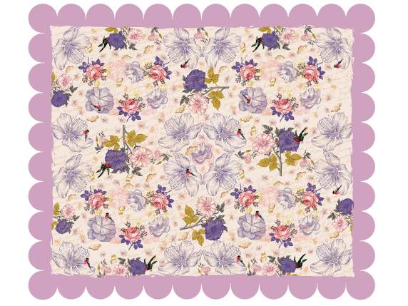 Nappe rectangulaire antitache à imprimé fleuri