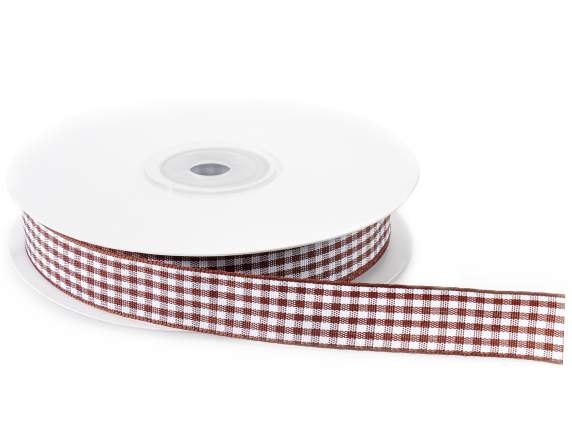 Nastro a quadretti 15mm marrone cioccolato