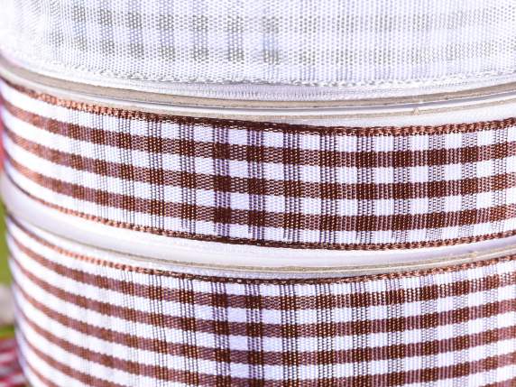 Nastro a quadretti 15mm marrone cioccolato