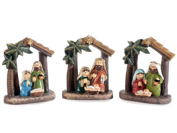 Nativity scene in colored resin to be placed on