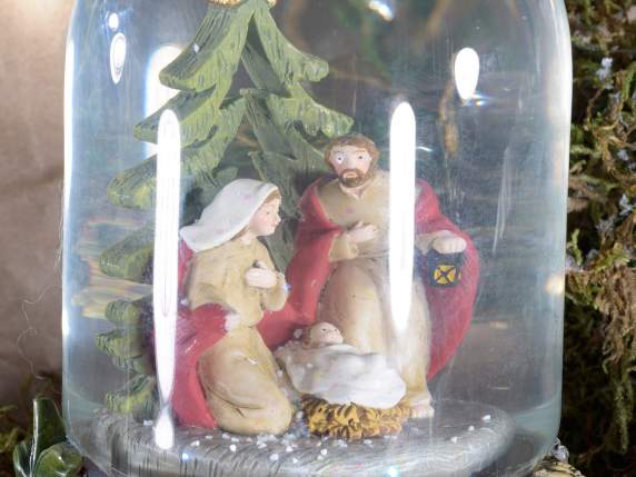 Snow globe with Nativity scene on resin base