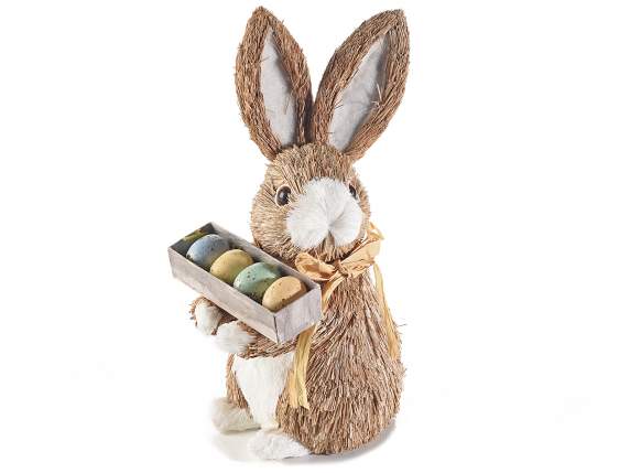 Natural fiber rabbit with colored egg box