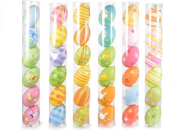 Tube de 6 maxi oeufs en plastique peints à la main