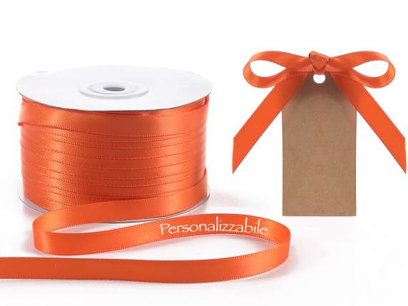 10mm flame orange custom double satin ribbon