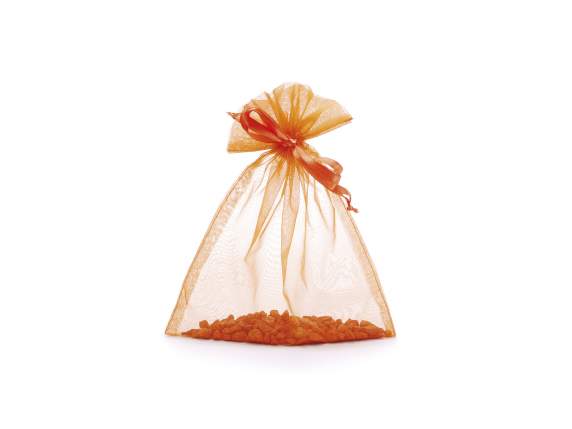 Orange flame organza bag 17x22 cm with tie