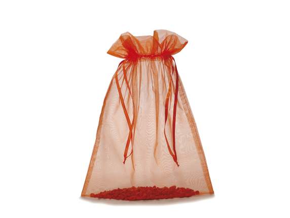 Orange flame organza bag 30x40 cm with tie
