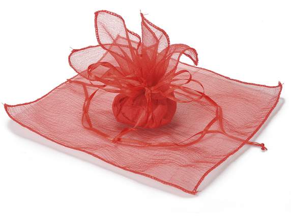 Organza tulle with tie, square base and hemmed edge