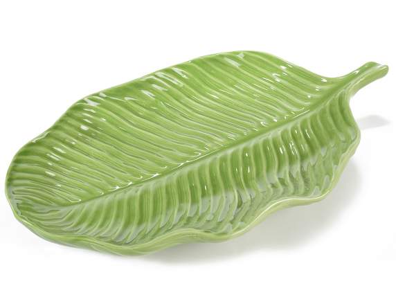Ornamental centerpiece in ceramic w/ leaf shape