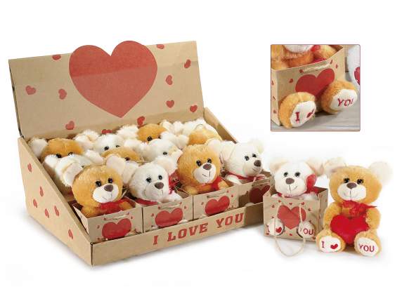 Orsetto 'I love You' in peluche c/cuore in borsetta in espo