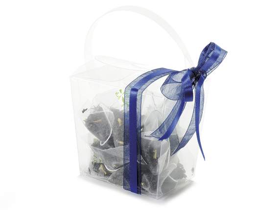 Square box with handle in PET - food use