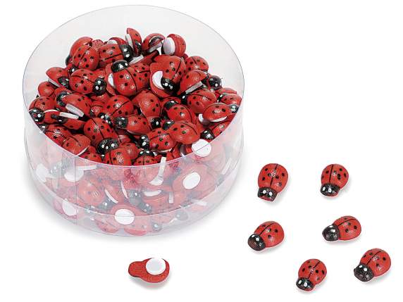 Pack of 100 ladybirds in wood with double-sided adhesive