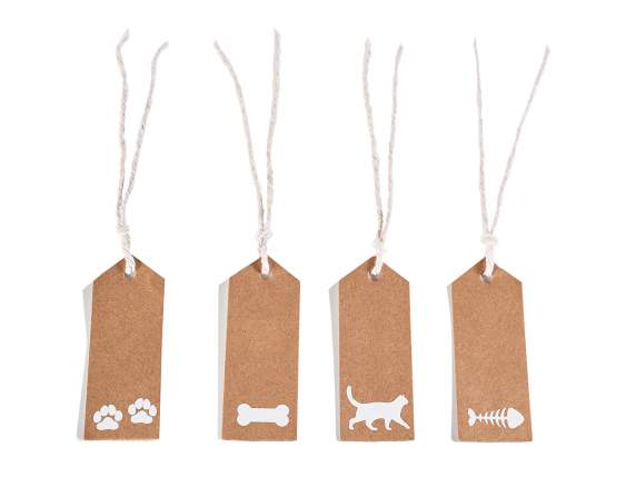 Pack of 50 tags in natural PETS print paper and ribbon