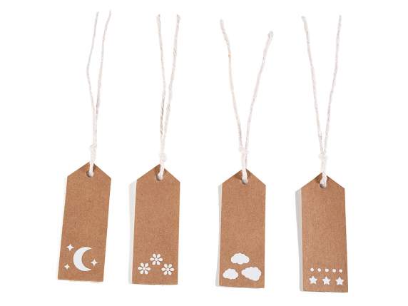 Pack of 50 tags in natural paper Sky and Earth and lanyard