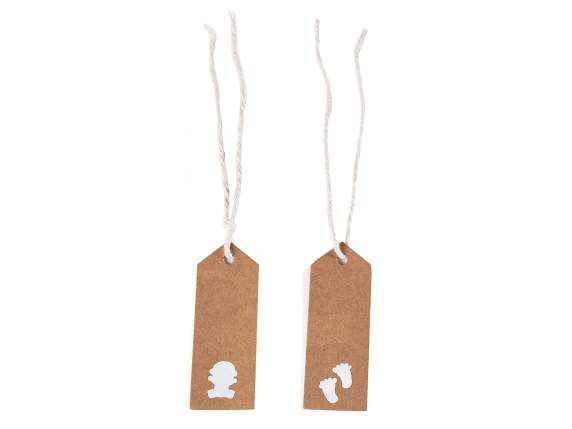 Pack of 50 tags in natural paper with Birth print and lanyar