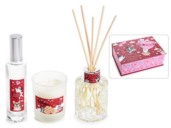 Pack of scented candle, diffuser 50ml and spray 30ml