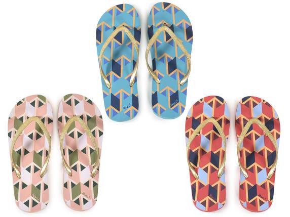 Pair of flip flops with glitter 