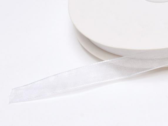 Panglica organza alba ca zapada 10mm x 50mt