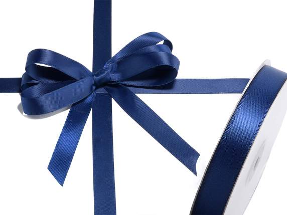 Panglică dublă din satin albastru noapte de 15 mm