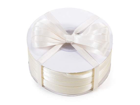 Panglica dubla din satin alb antic de 6 mm