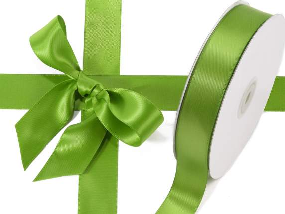 Panglica dubla din satin 25mm verde gradina