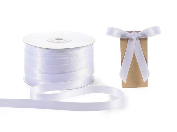 Panglică dublă din satin Albă ca Zăpada de 10 mm