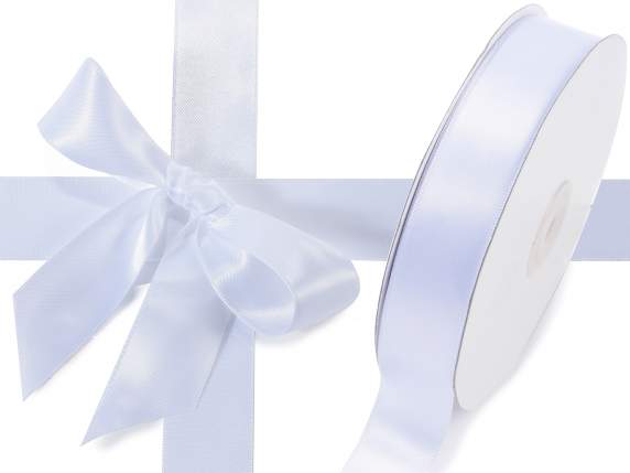 Panglică dublă din satin Albă ca Zăpada de 25 mm