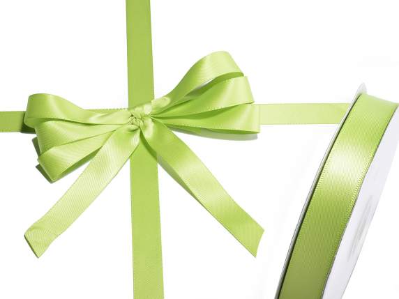 Panglică dublă din satin verde măr de 15 mm