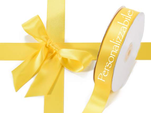 Panglica dubla din satin galben soare de 25 mm personalizata