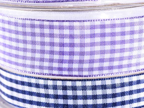 Panglică liliac cu carouri wisteria de 25 mm