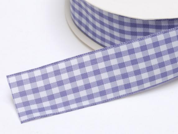Panglică liliac cu carouri wisteria de 25 mm