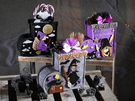 Panier à chaussettes en tissu avec décorations Befana