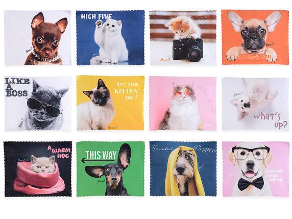 Paño microfibra gatos-perros para limpieza de pantalla-gafas