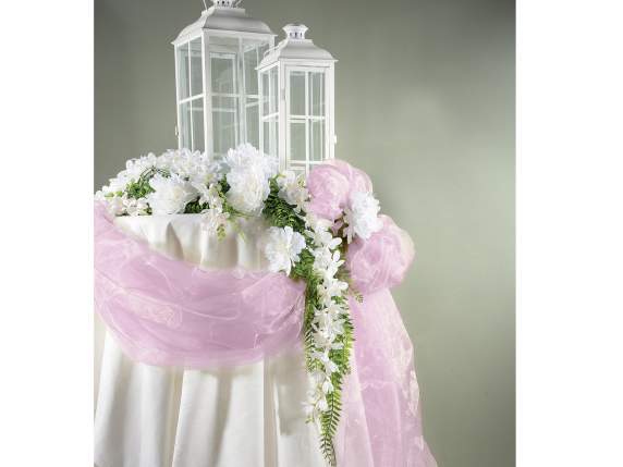 Cearşaf de organza uni în roz bomboan